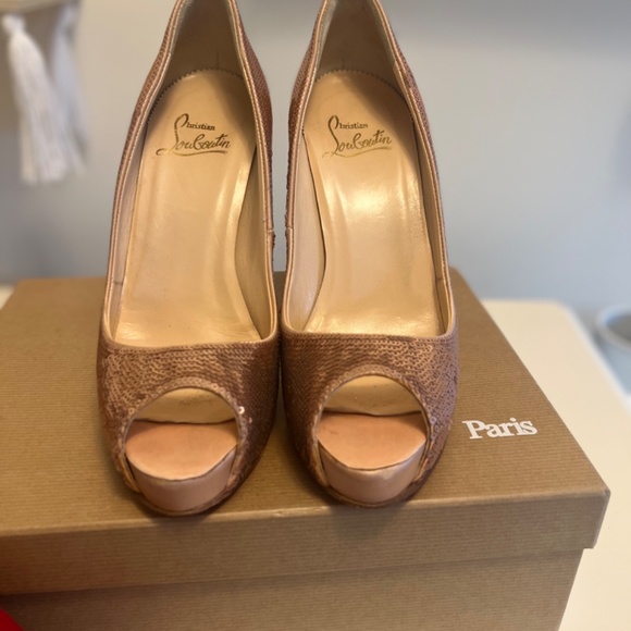 Christian louboutin rose gold 120mm sequin pumps - Picture 3 of 3